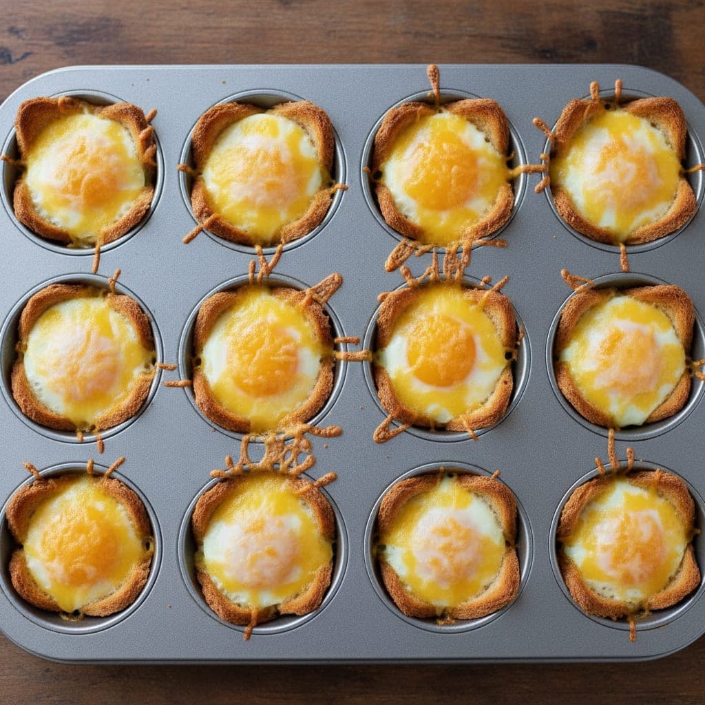 כוסות טוסט-ביצה וגבינה בנינג'ה